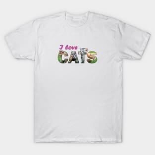 I love cats - kittens oil painting word art T-Shirt